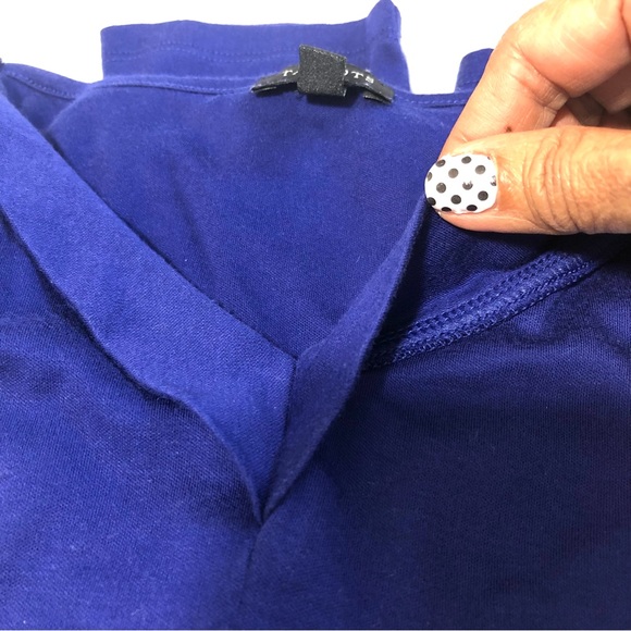 TALBOTS Minimalist Supima Cotton Blend Top Mini Sailor Collar Royal Blue Sz M - Picture 4 of 7